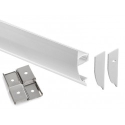 Perfil Aluminio Superficie pared Cornisa ECO 17x42mm. para tiras LED, barra de 2 Metros - Completo -