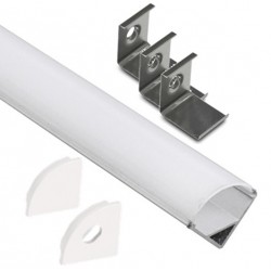 Perfil Aluminio Angulo 16x16mm. ECO para tiras LED, barra 2 Metros -Completo-
