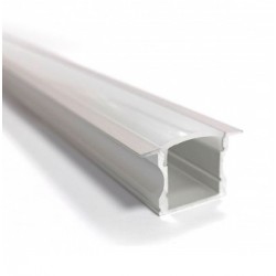 Perfil Aluminio Empotrar ECO Blanco 24x15mm. para tiras LED, barra 2 Metros -completo- (a 9,00€/mt.)