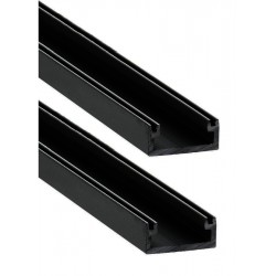 Perfil Superficie aluminio anodizado Negro 16x7mm para tiras LED, 6 mts (2 tramos de 3 mts)