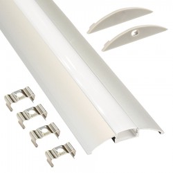 Perfil Aluminio Superficie ECO 56x9,34mm. para tiras LED, barra de 2 Metros - Completo -
