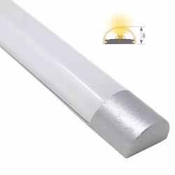 Perfil Aluminio Anodizado Superficie tapas Plata 12x8mm. para tiras LED, barra de 2 Metros -completo- (a 7,00/m)