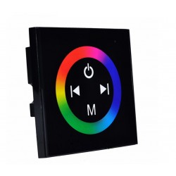 Controlador Táctil para tira LED RGB Negro para empotrar en cajetín universal