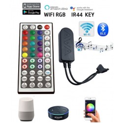 Controlador para tira led RGB 12V/24V WIFI BLE sincronización por música para Smartphone y Alexa