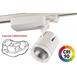 Foco Carril Trifásico LED COB MD6 40W Citizen, CRI>90 Blanco, Especial Carnicerias