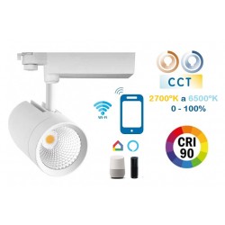 Foco Carril RETAIL Trifásico LED COB Citizen 30W Blanco CRI90 SMART CCT Wifi, para Smartphone y control voz 