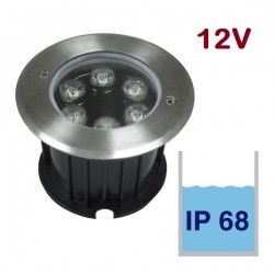 Foco LED exterior IP68 empotrar 6W 12V, Ø100x76 mm 