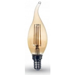 Lámpara LED Vela lisa Gold Flama E14 4W Filamento 2500ºK