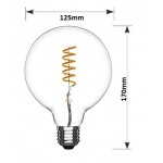 Lámpara LED Globo 125mm Gold E27 4W 2200ºk Filamento Espiral Horizontal