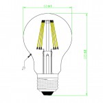 Lámpara LED Standard Clara Cupula espejo Oro E27 Filamento 6W 2700ºK 595lm Regulable